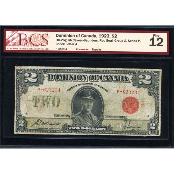 Dominion of Canada Two Dollars 1923, Red Seal