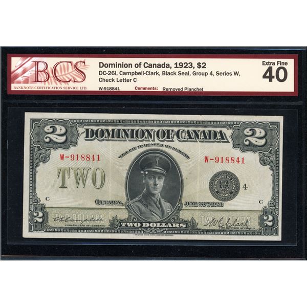 Dominion of Canada Two Dollars 1923, Black Seal