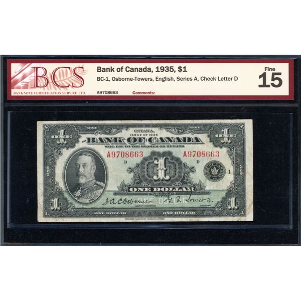 Bank of Canada One Dollar 1935, English