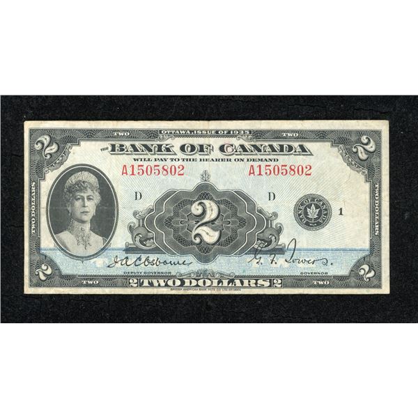 Bank of Canada Two Dollars 1935, English