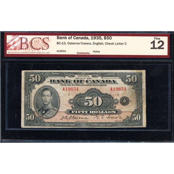 Bank of Canada Fifty Dollars 1935, English