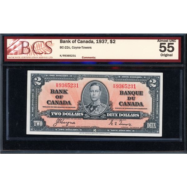 Bank of Canada Two Dollars 1937, Coyne-Towers
