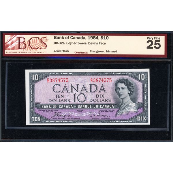 Bank of Canada Ten Dollars 1954 Devil's Face