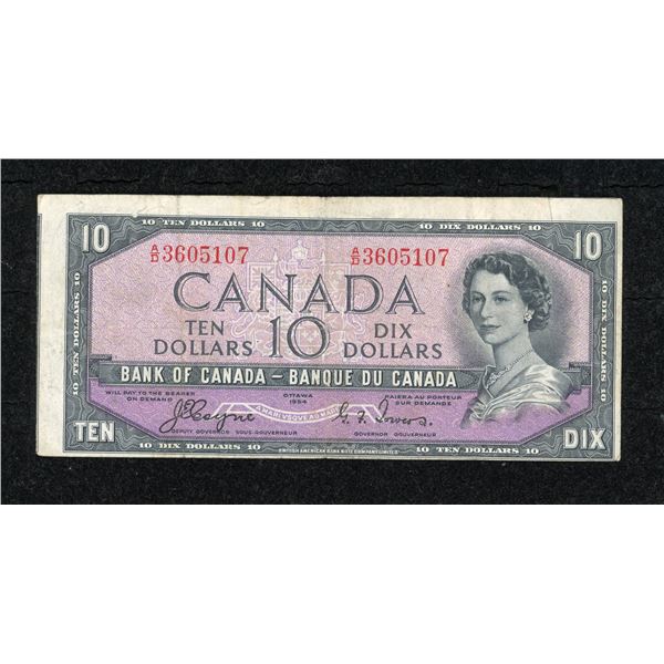 Bank of Canada Ten Dollars 1954 Devil's Face, Off Center Error