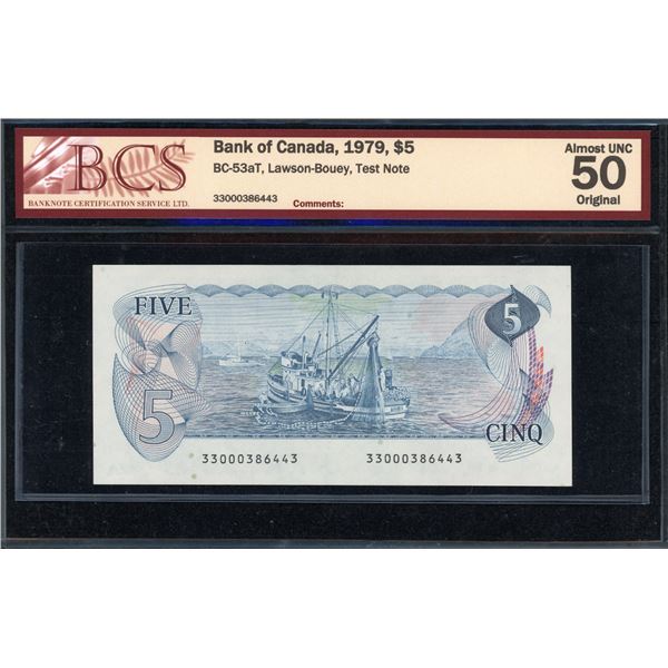 Bank of Canada Five Dollars 1979 Test Note