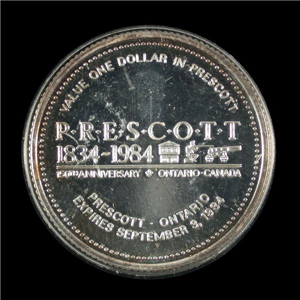 Prescott Ontario 150th Anniversary Silver Trade Dollar 1984