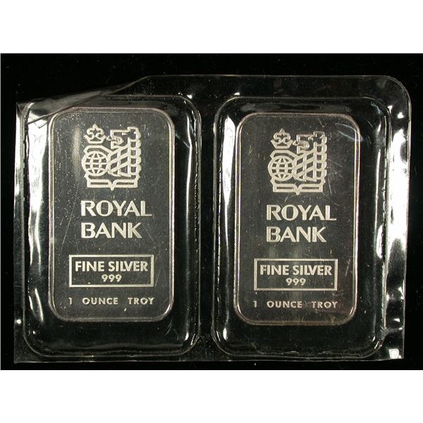 Johnson Matthey Royal Bank 1 oz Silver Bar Pair