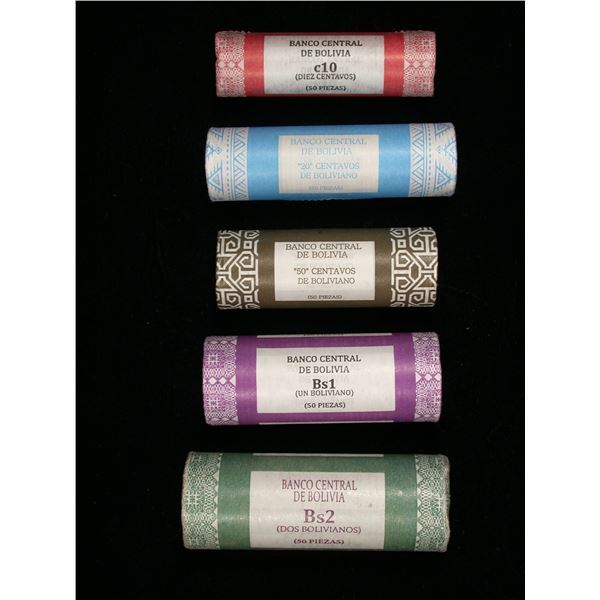 Bolivia Lot of 5 Original Mint Wrapped Rolls, 2010's-2020's