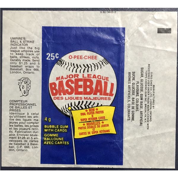 1983 O-PEE-CHEE BASEBALL WRAPPER