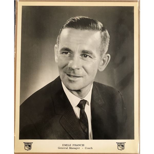 1966-67 NEW YORK RANGERS 8"x10" PUBLICITY GLOSSY - EMILE FRANCIS (HOF)