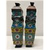 Image 6 : Qty 2 Asian Footed Bronze (?) Lidded Vases w/ Cloisonne Enamel Design 2.25" x 10"H