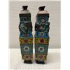 Image 7 : Qty 2 Asian Footed Bronze (?) Lidded Vases w/ Cloisonne Enamel Design 2.25" x 10"H