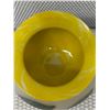 Image 5 : Art Glass Vase w/ Leaf Motif & Yellow Rim 4.5" Dia, 5"H