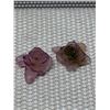 Image 10 : Daum France Pate de Verre Glass Art Vase w/ Purple & Green Roses 4.5" Dia, 7"H (2 Detached Roses)
