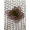 Image 13 : Daum France Pate de Verre Glass Art Vase w/ Purple & Green Roses 4.5" Dia, 7"H (2 Detached Roses)