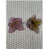 Image 14 : Daum France Pate de Verre Glass Art Vase w/ Purple & Green Roses 4.5" Dia, 7"H (2 Detached Roses)
