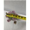 Image 19 : Daum France Pate de Verre Glass Art Vase w/ Purple & Green Roses 4.5" Dia, 7"H (2 Detached Roses)