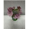 Image 4 : Daum France Pate de Verre Glass Art Vase w/ Purple & Green Roses 4.5" Dia, 7"H (2 Detached Roses)