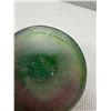 Image 9 : Daum France Pate de Verre Glass Art Vase w/ Purple & Green Roses 4.5" Dia, 7"H (2 Detached Roses)