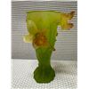 Image 10 : Daum France Glass Art Vases, Yellow & Green Daffodils 4" Dia, 7"H