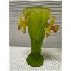 Image 11 : Daum France Glass Art Vases, Yellow & Green Daffodils 4" Dia, 7"H