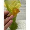 Image 5 : Daum France Glass Art Vases, Yellow & Green Daffodils 4" Dia, 7"H