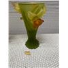 Image 6 : Daum France Glass Art Vases, Yellow & Green Daffodils 4" Dia, 7"H