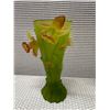 Image 9 : Daum France Glass Art Vases, Yellow & Green Daffodils 4" Dia, 7"H