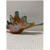 Image 5 : Art Glass Teal & Orange Centerpiece Bowl 20" x 7"H