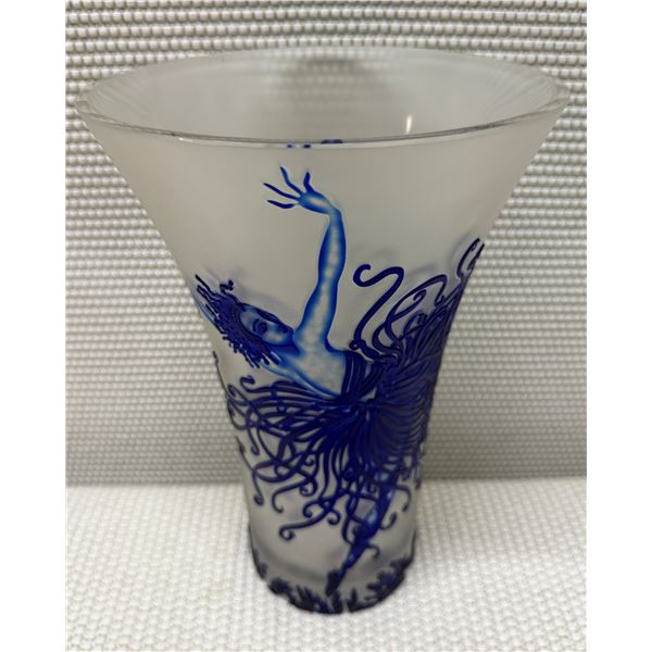 Applause Limited-Edition 23/99 Cameo Glass Vase by Artist Erte 7.25" Dia, 12"H