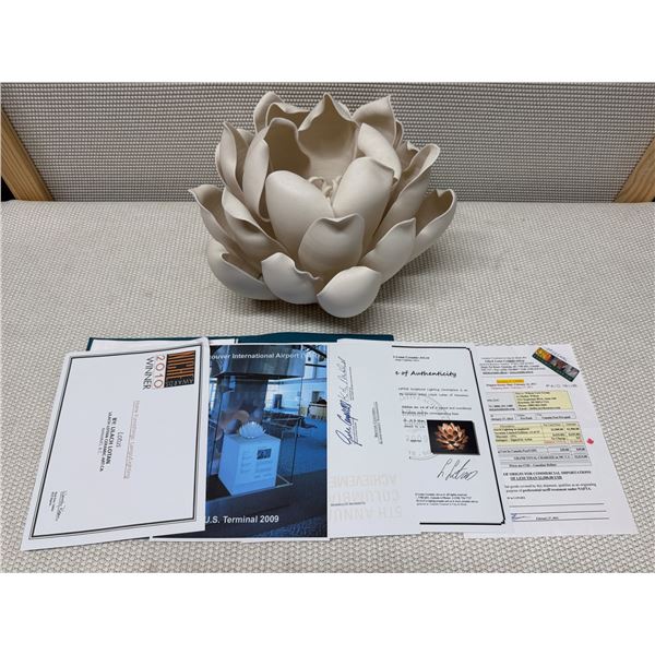 Lotus Sculptural Lighting Centerpiece by Artist Lilach Lotan w/ COA 16" Dia, 9"H