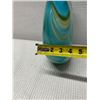 Image 9 : Mdina Glass Handmade Vase w/ Turquoise Swirl Design & Double-Spout Top 12" x 17"H