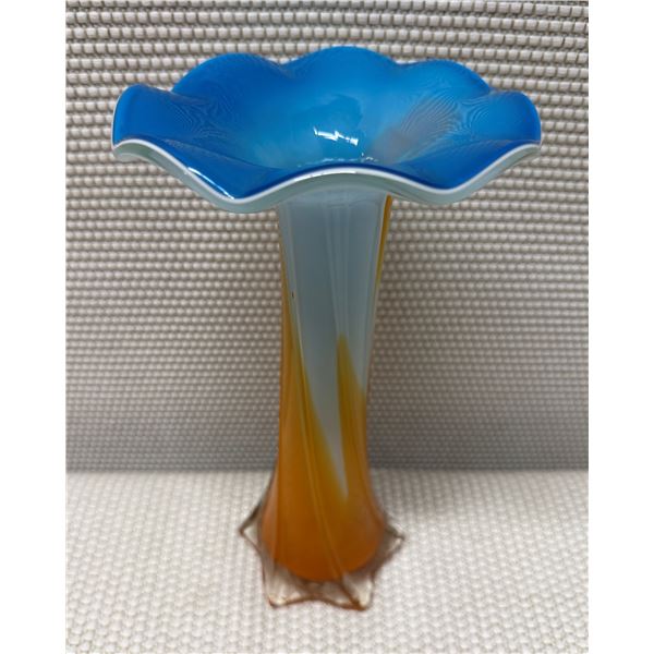 Blown Art Glass Trumpet Vase w/ "12" Mark, 6" Dia, 12"H