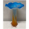 Image 1 : Blown Art Glass Trumpet Vase w/ "12" Mark, 6" Dia, 12"H