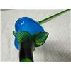 Image 6 : Qty 2 Blown Glass Red & Blue Flower Sculptures 14"L (Red Broken at Stem, Blue Stem Chipped)