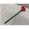 Image 7 : Qty 2 Blown Glass Red & Blue Flower Sculptures 14"L (Red Broken at Stem, Blue Stem Chipped)
