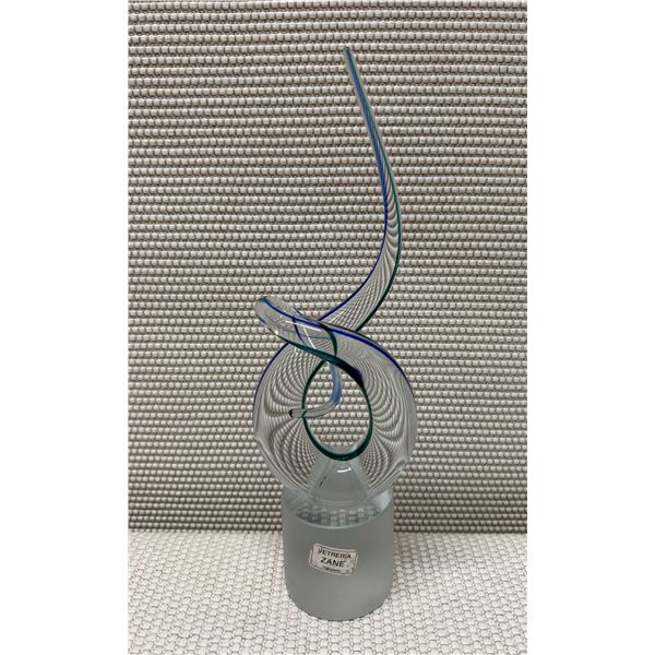 Vetreria Zane Art Glass Love Knot Sculpture w/ Twisted Spiral Design 3" Dia (base), 14"H