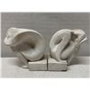 Image 1 : Qty 2 "Youth" Modernist Bookends by  Austin Productions 1980 w/ Curled Figures 7" x 5" x 8"H (each)