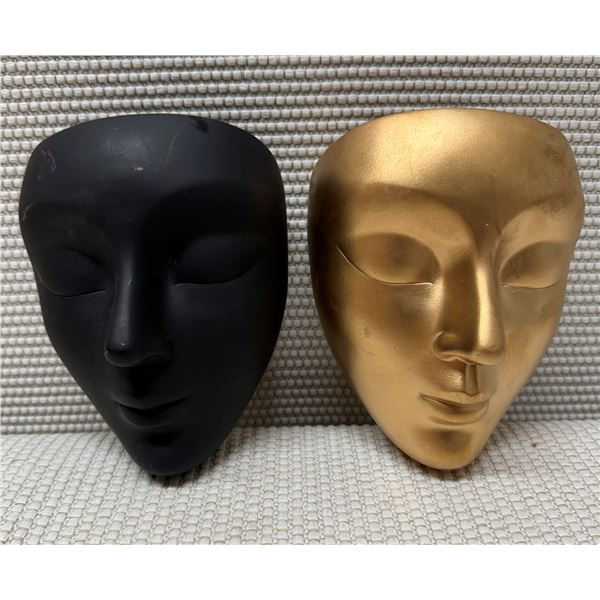 Qty 2 Bossa Linda Calma Face Wall Mount Art Planters 5" x 6"