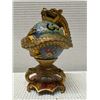Image 6 : Chinese Cloisonne Bronze Gilt Dragon Ball 2-Section Incense Burner w/ Xuande Reign Mark 5" Dia, 9"H