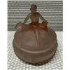 Image 1 : Art Deco Woman w/ Dog Glass Pink Powder Jar w/ Lid 4.5" Dia, 4.25"H