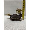 Image 10 : Asian Heavy Bronze (?) & Gilt Feng Shui Dragon Turtle Sculpture w/ Maker's Mark 10" x 6.5"H