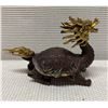 Image 1 : Asian Heavy Bronze (?) & Gilt Feng Shui Dragon Turtle Sculpture w/ Maker's Mark 10" x 6.5"H
