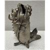 Image 1 : Asian Metal Dragon-Fish Feng Shui 2-Section Incense Burner Sculpture 6" x 8"H