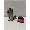 Image 2 : Asian Metal Dragon-Fish Feng Shui 2-Section Incense Burner Sculpture 6" x 8"H