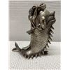 Image 4 : Asian Metal Dragon-Fish Feng Shui 2-Section Incense Burner Sculpture 6" x 8"H