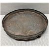 Image 1 : Reed & Barton Silverplate on Copper Footed Tray w/ Pierced Gallery, England 12" Dia, 2"H
