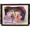 Image 1 : Original Reverse Painting on Plexiglass, Signed by Ned Moulton 1985, 49.5" x 38.5" (Damaged Mat)