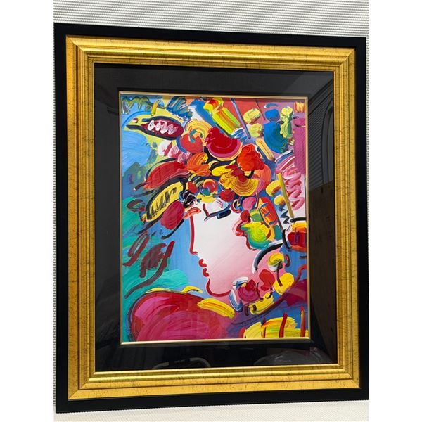 Blushing Beauty Mixed Media Artwork by Artist Peter Max 2002 w/ COA 36" x 41" Framed