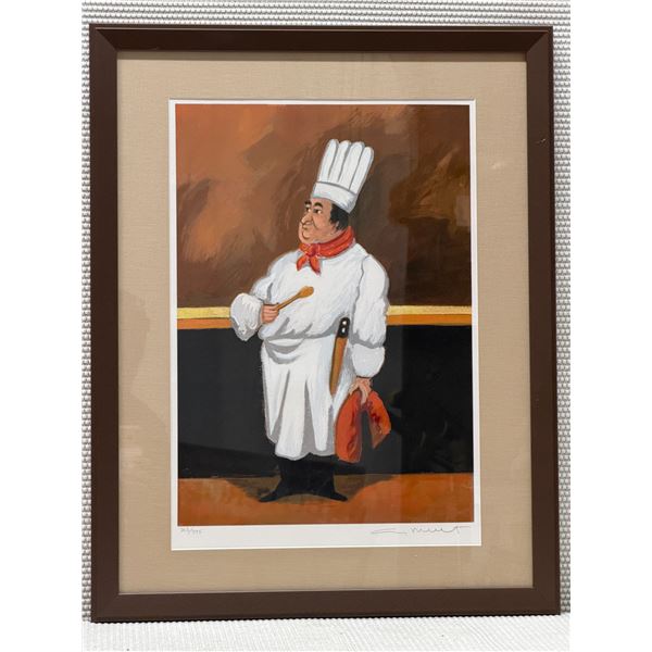 Chef Albert Serigraph by Artist Guy Buffet 2000, Numbered 363/595 w/ COA 21" x 27" Framed
